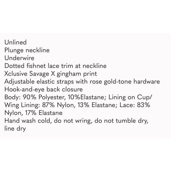 Savage X Gingham Pink Orange Unlined Plunge Bra 32B - Picture 2 of 5